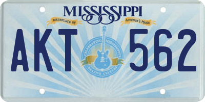 MS license plate AKT562