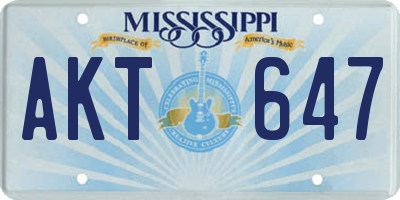 MS license plate AKT647