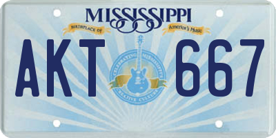 MS license plate AKT667