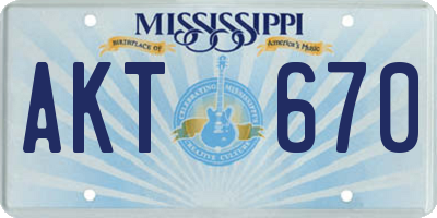 MS license plate AKT670
