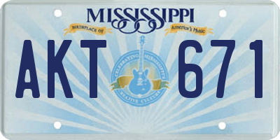 MS license plate AKT671