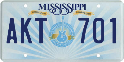 MS license plate AKT701