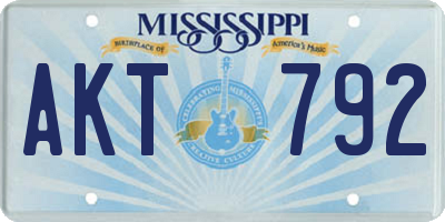 MS license plate AKT792