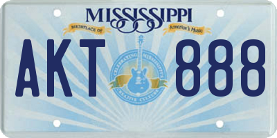 MS license plate AKT888