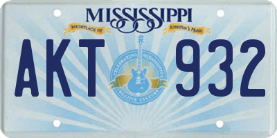 MS license plate AKT932