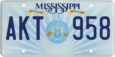 MS license plate AKT958