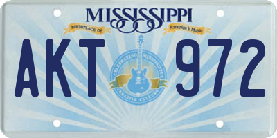 MS license plate AKT972