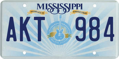 MS license plate AKT984
