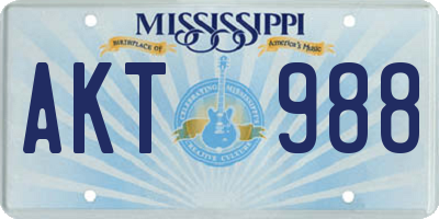 MS license plate AKT988