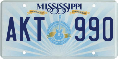 MS license plate AKT990