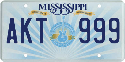 MS license plate AKT999