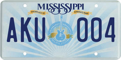 MS license plate AKU004