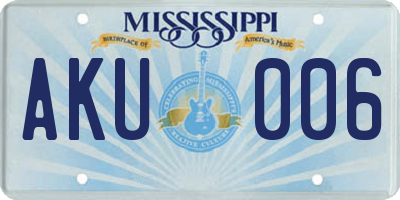 MS license plate AKU006