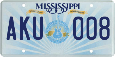 MS license plate AKU008