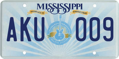 MS license plate AKU009