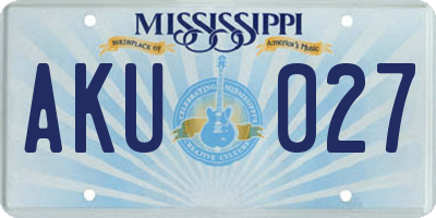 MS license plate AKU027