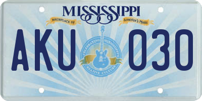 MS license plate AKU030