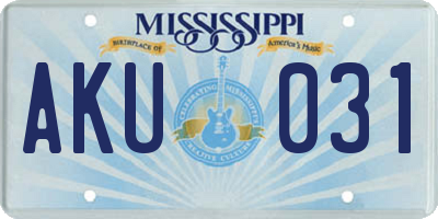 MS license plate AKU031