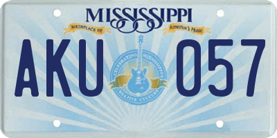 MS license plate AKU057