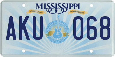 MS license plate AKU068
