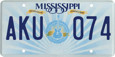 MS license plate AKU074