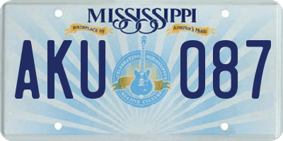 MS license plate AKU087