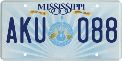 MS license plate AKU088