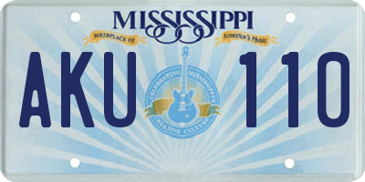 MS license plate AKU110