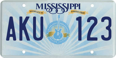 MS license plate AKU123