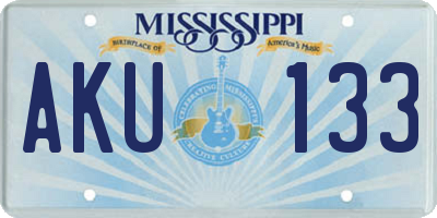 MS license plate AKU133