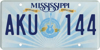 MS license plate AKU144