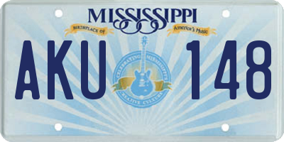 MS license plate AKU148