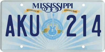 MS license plate AKU214