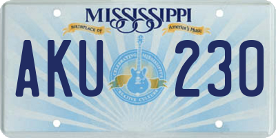 MS license plate AKU230