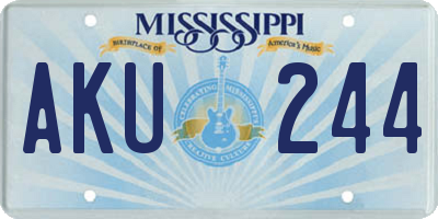 MS license plate AKU244