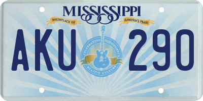 MS license plate AKU290