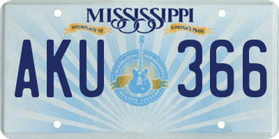 MS license plate AKU366