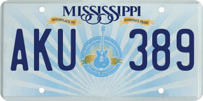 MS license plate AKU389