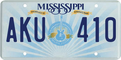 MS license plate AKU410