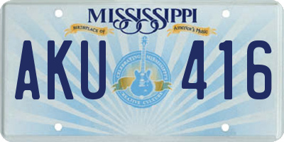 MS license plate AKU416