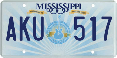 MS license plate AKU517