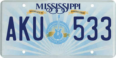 MS license plate AKU533