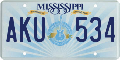 MS license plate AKU534