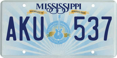 MS license plate AKU537