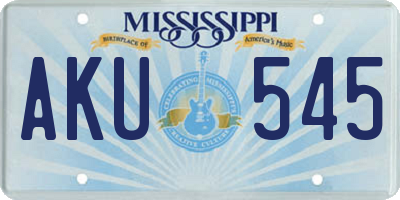 MS license plate AKU545