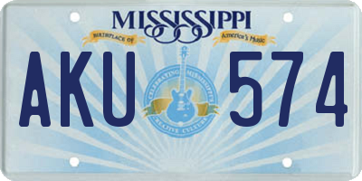 MS license plate AKU574