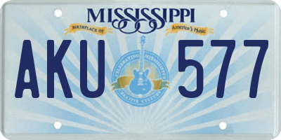 MS license plate AKU577