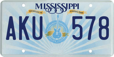 MS license plate AKU578