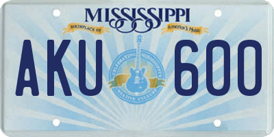 MS license plate AKU600