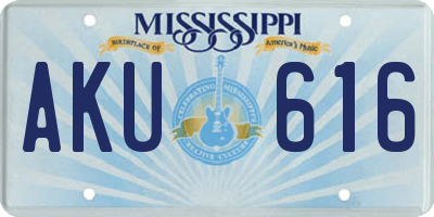 MS license plate AKU616